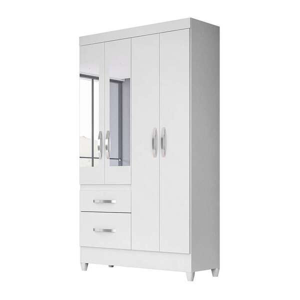 Guarda-roupa Solteiro Com Espelho Madri Flex 4 Pt 2 Gv Branco