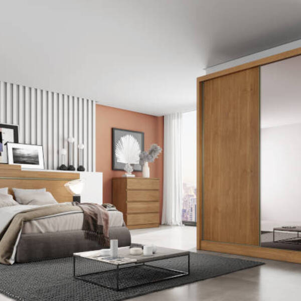 Guarda Roupa Solteiro Com Espelho Mdf 3 Gavetas - Toledo-cuma