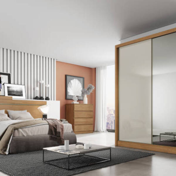 Guarda Roupa Solteiro Com Espelho Mdf 3 Gavetas - Virtus -cum