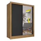 Guarda Roupa Solteiro Com Espelho Nanda 2 Pts Bore/pret - M.