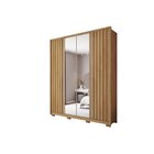 Guarda Roupa Solteiro Com Espelho Ripado 4 Portas 3 Gavetas E