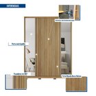 Guarda Roupa Solteiro Com Espelho Ripado Suburban 4 Portas 3