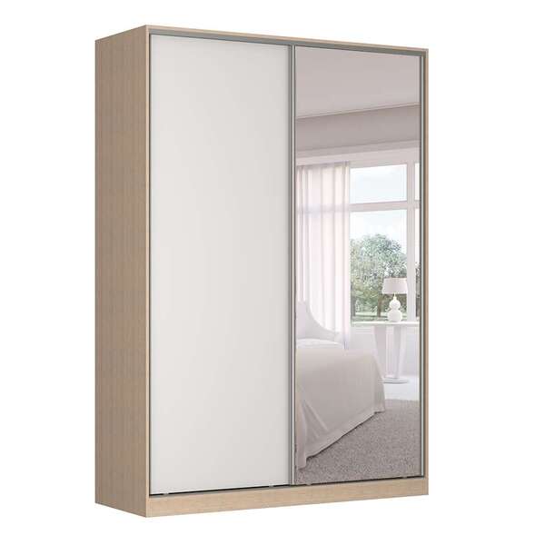 Guarda-roupa Solteiro Com Espelho Tunas I 2 Pt 3 Gv Noce E Br