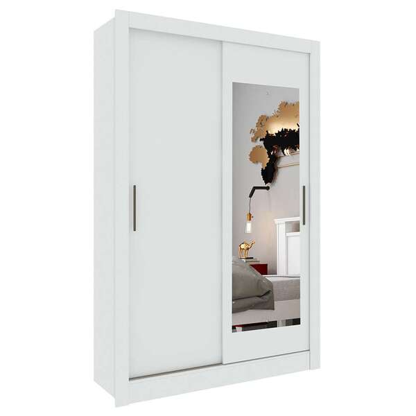 Guarda-roupa Solteiro Com Espelho Zurique 2 Pt 2 Gv Neve