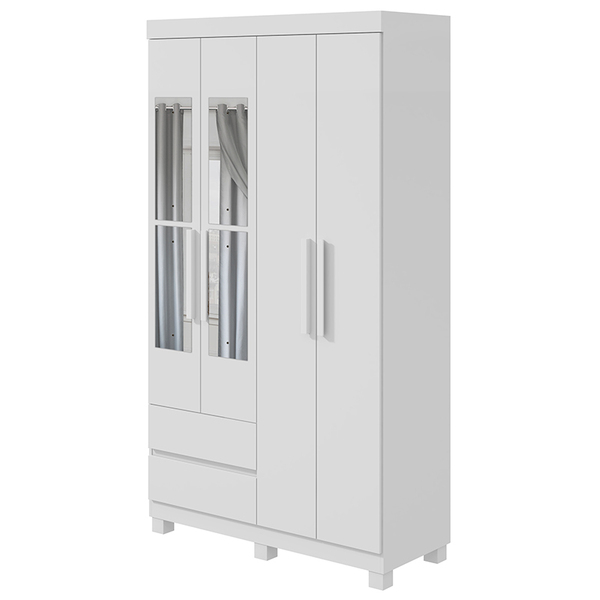 Guarda Roupa Solteiro Com Espelhos 04 Portas 02 Gavetas Com P