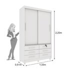 Guarda Roupa Solteiro Com Pés 2 Portas 6 Gavetas 133cm Chicag