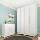 Guarda Roupa Solteiro Com Pés 4 Portas 2 Gavetas 133cm Amster