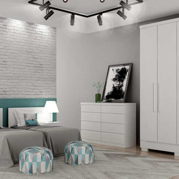 Guarda Roupa Solteiro Com Pés 4 Portas 2 Gavetas - Milly-bran