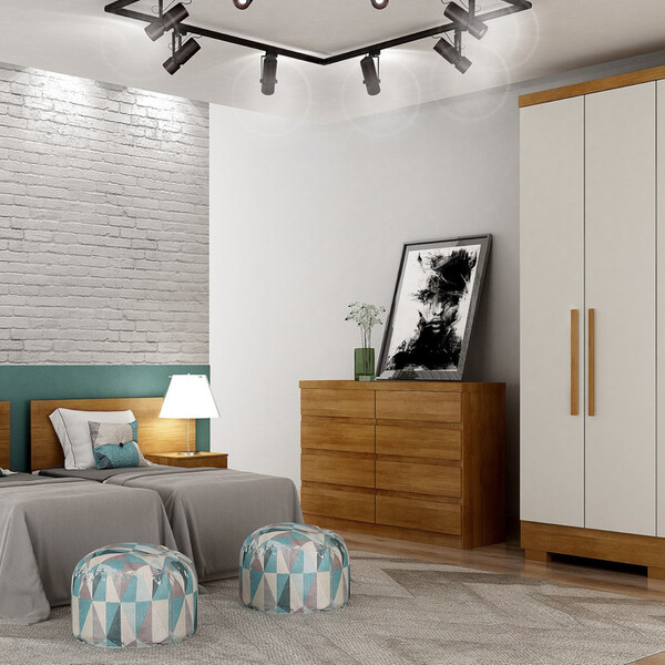 Guarda Roupa Solteiro Com Pés 4 Portas 2 Gavetas - Milly-cuma