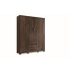 Guarda Roupa Solteiro Com Pés 4 Portas E 3 Gavetas  Ébano