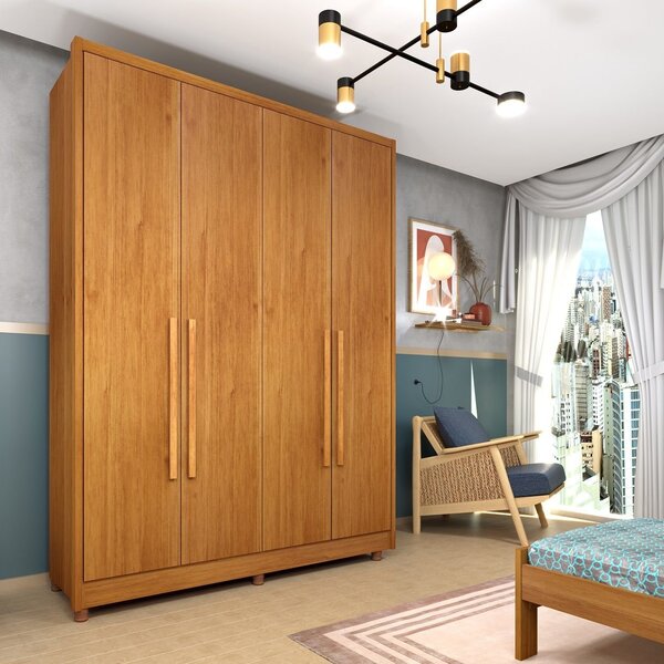 Guarda Roupa Solteiro Com Pés 4 Portas Zelandia 165cm Espress