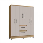 Guarda Roupa Solteiro Com Pés 6 Portas 2 Gavetas Capri Poquema