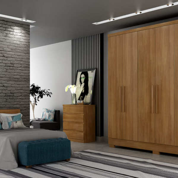 Guarda Roupa Solteiro Com Pés 6 Portas 4 Gavetas - Veneza-cum