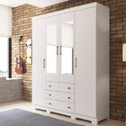 Guarda-roupa Solteiro Com Pés E Espelhos 4 Portas E 3 Gavetas