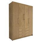 Guarda-roupa Solteiro Contemporâneo 4 Portas 3 Gavetas Nature