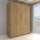 Guarda-roupa Solteiro Contemporâneo 4 Portas 3 Gavetas Nature