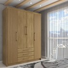 Guarda-roupa Solteiro Contemporâneo 4 Portas 3 Gavetas Nature