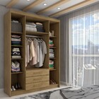 Guarda-roupa Solteiro Contemporâneo 4 Portas 3 Gavetas Nature