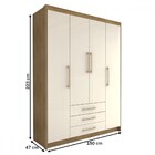 Guarda-roupa Solteiro Contemporâneo 4 Portas 3 Gavetas Nature