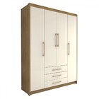 Guarda-roupa Solteiro Contemporâneo 4 Portas 3 Gavetas Nature