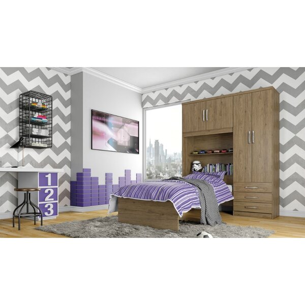 Guarda-roupa Solteiro Cravo D134 Com Cama Embutida 4 Portas 3