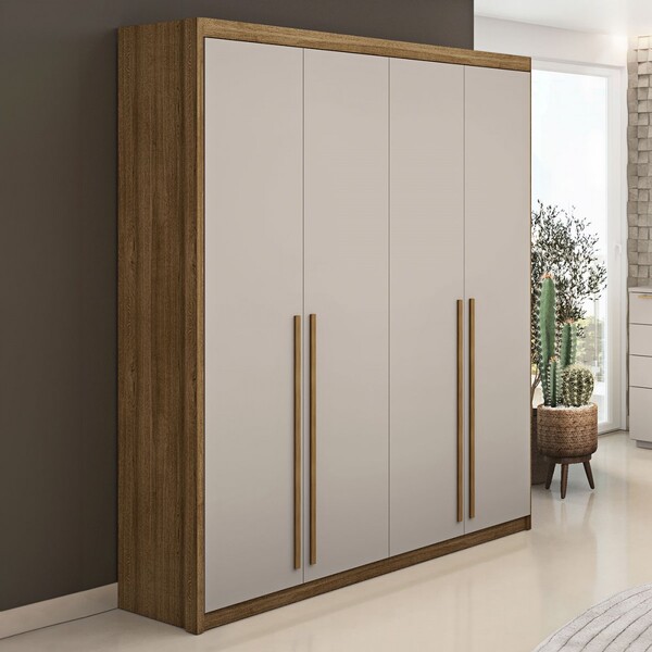 Guarda-roupa Solteiro Denver 4 Portas 3 Gavetas Nature/fendi