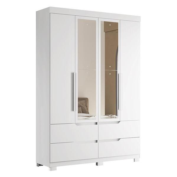 Guarda Roupa Solteiro Doble 4 Portas Com Espelho - Móveis Alb