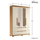 Guarda Roupa Solteiro Doble 4 Portas Com Espelho - Móveis Alb