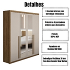 Guarda Roupa Solteiro Dubai Com Espelho 4 Portas Nature Fendi