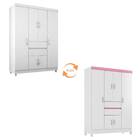 Guarda Roupa Solteiro Ecom Ii 6 Portas 2 Gavetas Branco Rosa