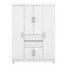 Guarda Roupa Solteiro Ecom Ii 6 Portas 2 Gavetas Branco Rosa
