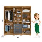 Guarda Roupa Solteiro Eldorado E Cômoda Texas Freijó Cinza -