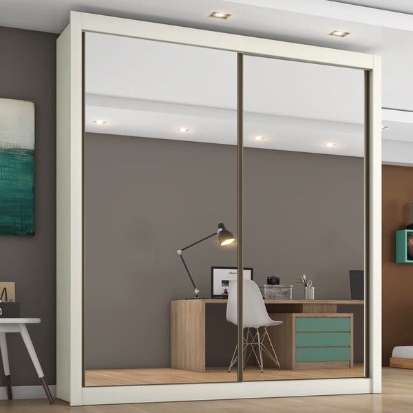 Guarda Roupa Solteiro Espelhado 2 Portas 4 Gavetas - Zurique-