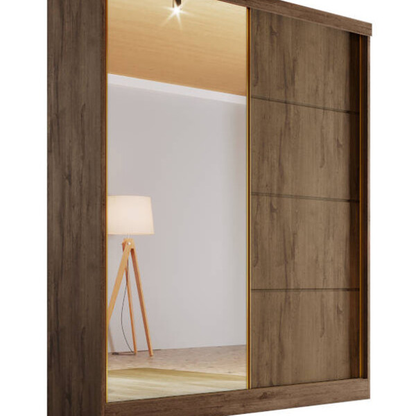 Guarda-roupa Solteiro Espelho 1,80m 100%mdf - Veneza-avelã -