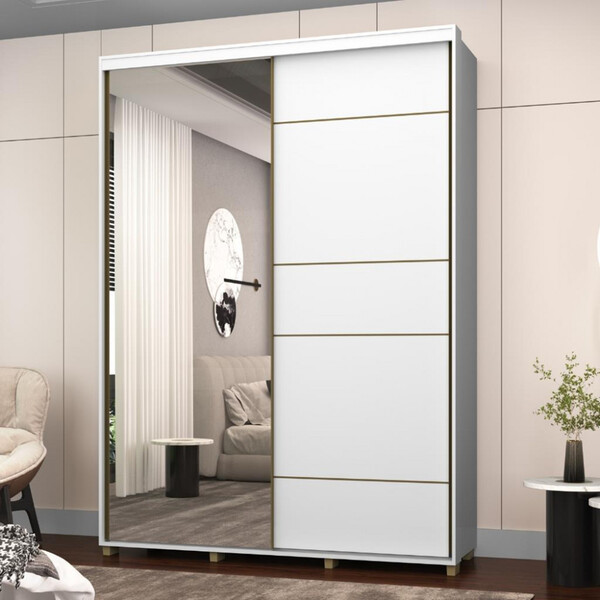 Guarda Roupa Solteiro Espelho 2 Portas 3 Gavetas 170cm Mileto