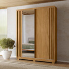 Guarda Roupa Solteiro Espelho 2 Portas 3 Gavetas Ripado Color