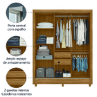 Guarda Roupa Solteiro Espelho 3 Portas 2 Gavetas Bolivia Moval