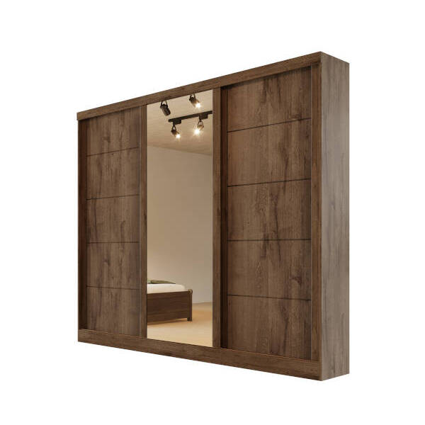 Guarda-roupa Solteiro Espelho 4 Gavetas 2,21m - Capri-avelã -