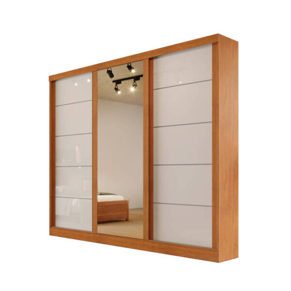 Guarda-roupa Solteiro Espelho 4 Gavetas 2,21m - Capri-nature/