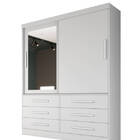 Guarda-roupa Solteiro Espelho 6 Gavetas 1,42m - Turim-branco