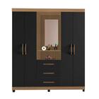 Guarda Roupa Solteiro Espelho Capela Campos Nature Grafite