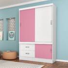 Guarda Roupa Solteiro Estilo Ii 3 Portas 2 Gavetas Branco Ros