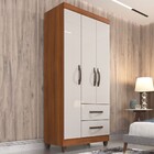 Guarda-roupa Solteiro Estrela 3 Portas 2 Gavetas Nogal/off Wh