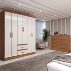 Guarda-roupa Solteiro Europa 6 Portas 2 Gavetas Com Cômoda 6