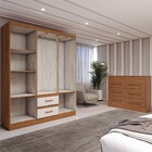 Guarda-roupa Solteiro Europa 6 Portas 2 Gavetas Com Cômoda 6