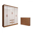 Guarda-roupa Solteiro Europa 6 Portas 2 Gavetas Com Cômoda 6
