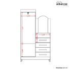 Guarda Roupa Solteiro Flex Com Espelho E Pés E Cômoda 2 Porta