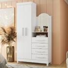 Guarda Roupa Solteiro Flex Com Espelho E Pés E Cômoda 2 Porta