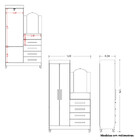 Guarda Roupa Solteiro Flex Com Espelho E Pés E Cômoda 2 Porta
