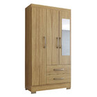 Guarda-roupa Solteiro Florença 3 Portas 2 Gavetas Com Espelho